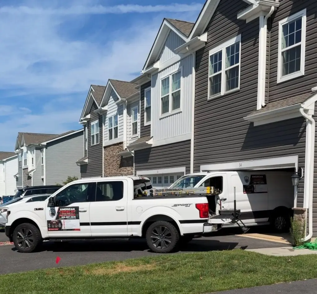American Shield Garage Doors service truck at a New Jersey home